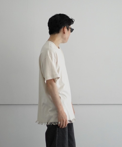 ETHOS(エトス)の「ETHOS FRINGE SS T(Tシャツ/カットソー・メンズ・ホワイト/グリーン・3/2)」の4枚目の写真