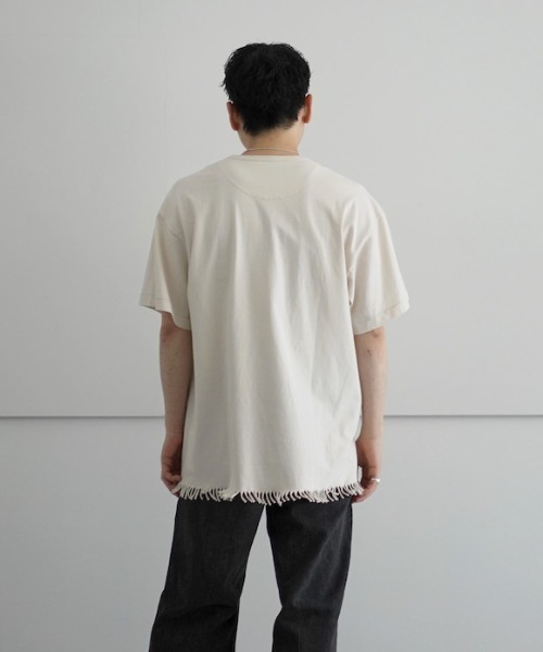 ETHOS(エトス)の「ETHOS FRINGE SS T(Tシャツ/カットソー・メンズ・ホワイト/グリーン・3/2)」の5枚目の写真