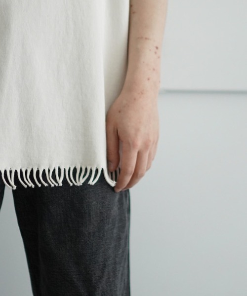 ETHOS(エトス)の「ETHOS FRINGE SS T(Tシャツ/カットソー・メンズ・ホワイト/グリーン・3/2)」の7枚目の写真