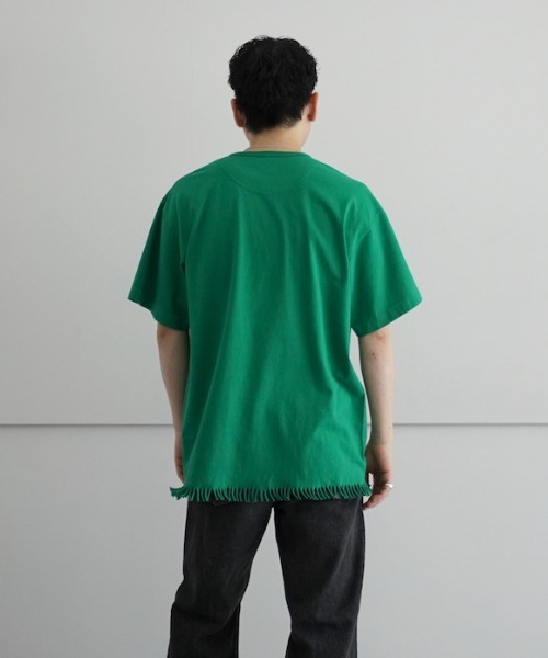 ETHOS(エトス)の「ETHOS FRINGE SS T(Tシャツ/カットソー・メンズ・ホワイト/グリーン・3/2)」の9枚目の写真