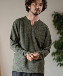 mlt4371-BRUSHED KNIT SEW KEY NECK PULLOVER カットソー