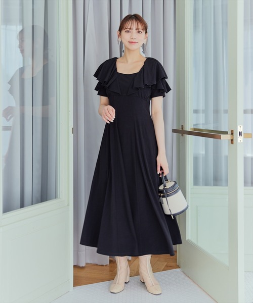 WILLSELECTION(ウィルセレクション)の「フリルカットソーワンピース(ワンピース・レディース・ボルドー/チャコールグレー/ブラック・MEDIUM)」の2枚目の写真