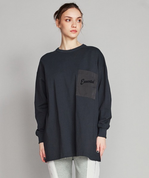 ESSENTIAL(エッセンシャル)の「オリジナルロゴ天竺カットソー(Tシャツ/カットソー・レディース・グレー/オフホワイト/ブラック・FREE)」の3枚目の写真