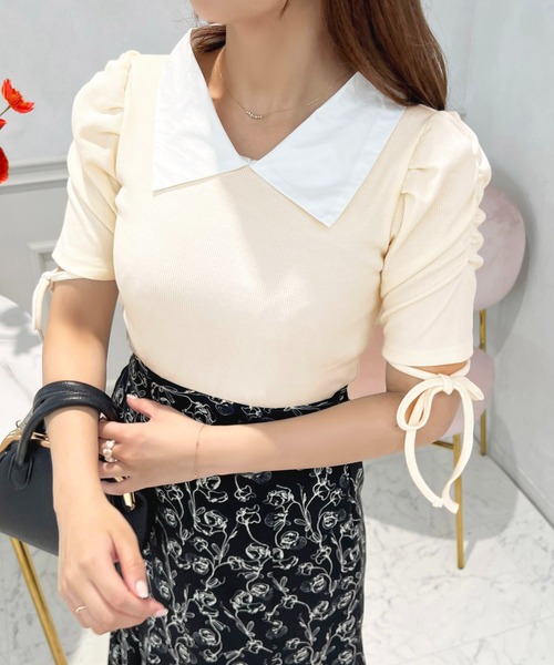 apres jour(アプレジュール)の「襟付きカットトップス【ZOZOTOWN限定アイテム】(Tシャツ/カットソー・レディース・ブラック/アイボリー/ライトブルー・フリー/X-LARGE)」の1枚目の写真