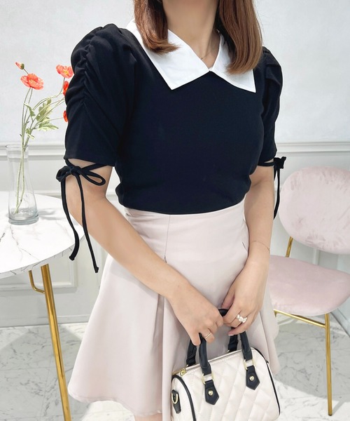apres jour(アプレジュール)の「襟付きカットトップス【ZOZOTOWN限定アイテム】(Tシャツ/カットソー・レディース・ブラック/アイボリー/ライトブルー・フリー/X-LARGE)」の12枚目の写真