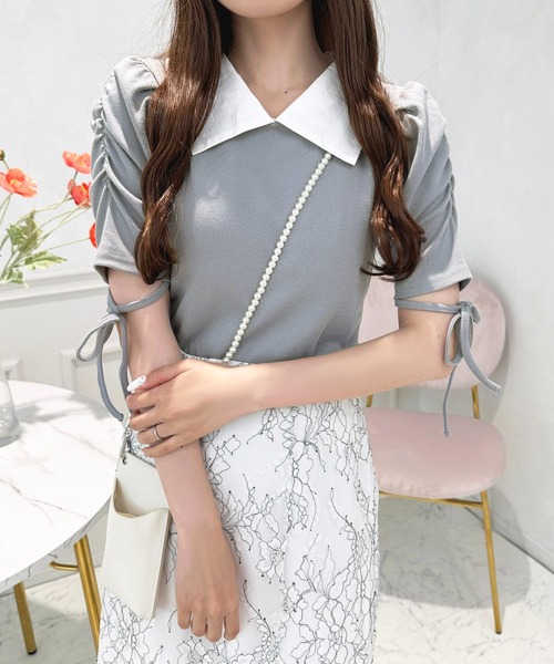 apres jour(アプレジュール)の「襟付きカットトップス【ZOZOTOWN限定アイテム】(Tシャツ/カットソー・レディース・ブラック/アイボリー/ライトブルー・フリー/X-LARGE)」の18枚目の写真