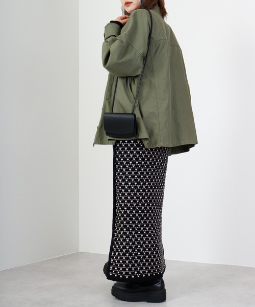 hunch（ハンチ）の「hunch AC ３G 配色JQ編み　ジャガードスカート（スカート・レディース・グリーン系/ブルー系/ブラック系・FREE）」の8枚目の写真