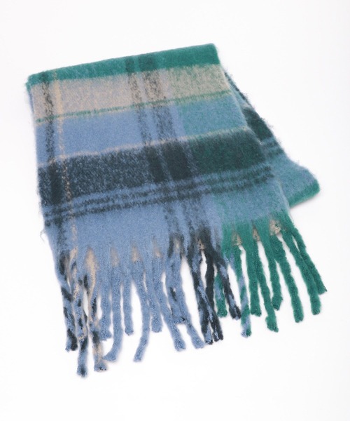 LAKOLE（ラコレ）の「ブークレーチェックマフラー / 963021（マフラー・レディース・ライトグリーン/ブルー/オフホワイト・FREE）」の6枚目の写真