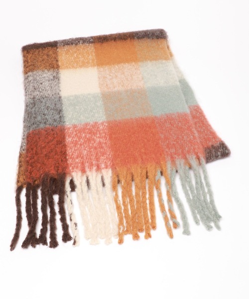 LAKOLE（ラコレ）の「ブークレーチェックマフラー / 963021（マフラー・レディース・ライトグリーン/ブルー/オフホワイト・FREE）」の15枚目の写真