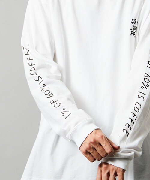 FREAK'S STORE（フリークスストア）の「OGAWA YOHEIアート ロングスリーブTシャツ ワンポイント デザインカットソー（Tシャツ/カットソー・メンズ・ホワイト/ブラック・LARGE/MEDIUM）」の5枚目の写真