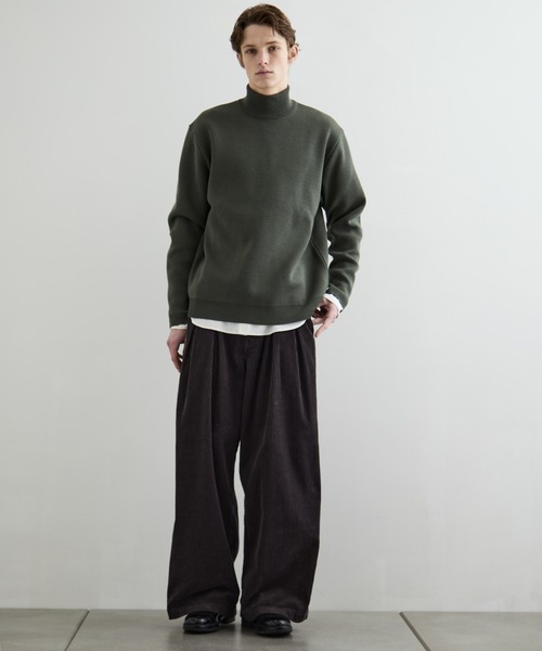 45R ☻*パフスリーブニット　モックネック くるみボタン ウール100％ セール】バウンドウールミラノリブハイネック / モックネックニット