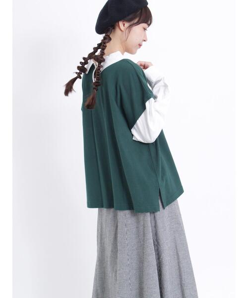 Samansa Mos2（サマンサ モスモス）の「カノコレイヤード風トップス（Tシャツ/カットソー・レディース・グリーン/ブラック/ブラウン・F）」の7枚目の写真