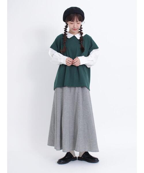 Samansa Mos2（サマンサ モスモス）の「カノコレイヤード風トップス（Tシャツ/カットソー・レディース・グリーン/ブラック/ブラウン・F）」の8枚目の写真