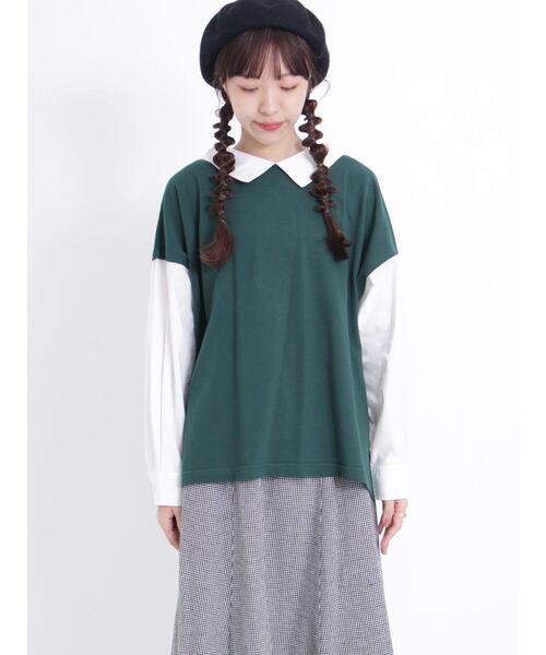 Samansa Mos2（サマンサ モスモス）の「カノコレイヤード風トップス（Tシャツ/カットソー・レディース・グリーン/ブラック/ブラウン・F）」の15枚目の写真