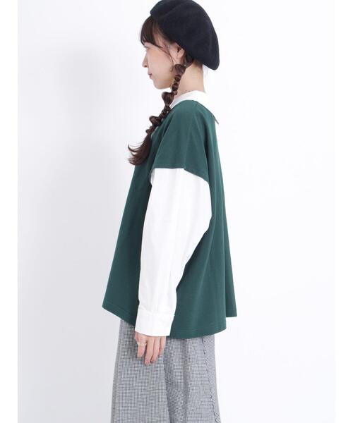 Samansa Mos2（サマンサ モスモス）の「カノコレイヤード風トップス（Tシャツ/カットソー・レディース・グリーン/ブラック/ブラウン・F）」の16枚目の写真