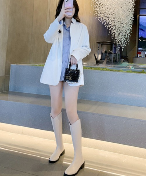 Ritzy(リッツィー)の「バックジップ ロングブーツ(ブーツ・レディース・ブラック/ホワイト・23/23.5/24/24.5/25)」の10枚目の写真