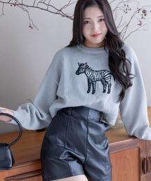 clear | アニマルワッペンニットトップス≪2023AW新作≫(ニット/セーター)