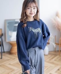 clear | アニマルワッペンニットトップス≪2023AW新作≫(ニット/セーター)