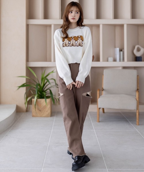 clear（クリア）の「アニマルワッペンニットトップス（ニット/セーター・レディース・グレー系その他3/グリーン系その他2/ブルー系その他3/ベージュ系その他/ホワイト系その他2/ホワイト系その他・F）」の17枚目の写真