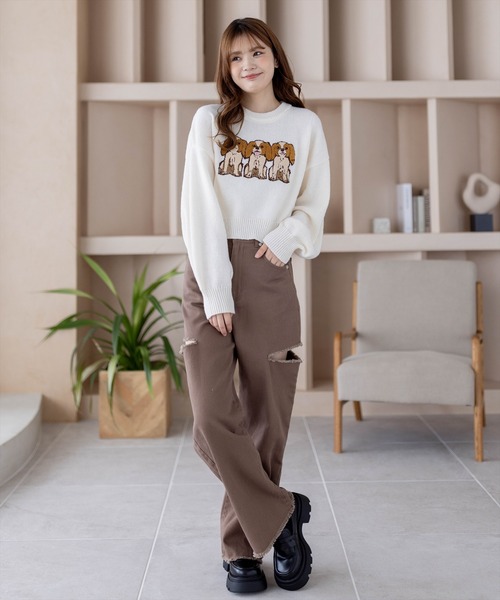 clear（クリア）の「アニマルワッペンニットトップス（ニット/セーター・レディース・グレー系その他3/グリーン系その他2/ブルー系その他3/ベージュ系その他/ホワイト系その他2/ホワイト系その他・F）」の18枚目の写真