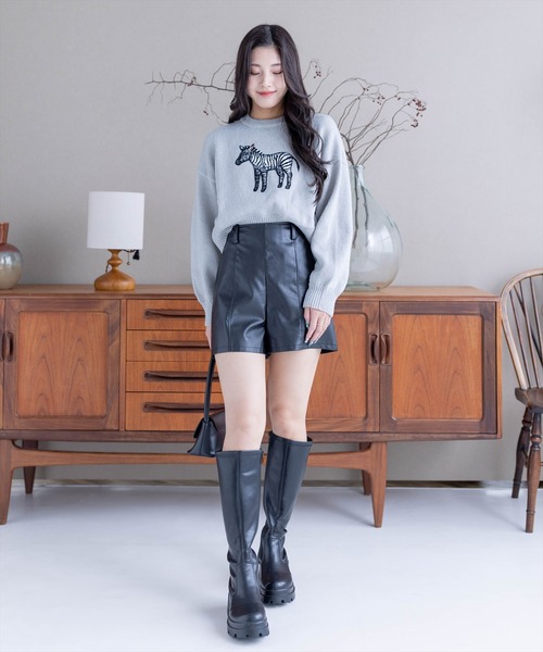 clear（クリア）の「アニマルワッペンニットトップス（ニット/セーター・レディース・グレー系その他3/グリーン系その他2/ブルー系その他3/ベージュ系その他/ホワイト系その他2/ホワイト系その他・F）」の20枚目の写真