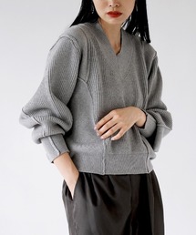 apartment department | Vネック 編地切り替えデザイン ニットプルオーバー(ニット/セーター)