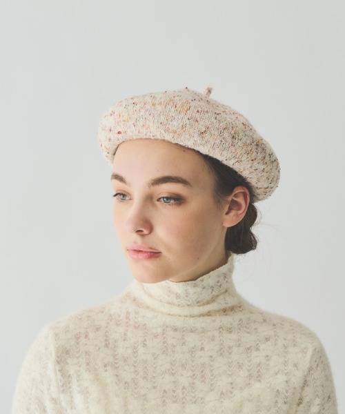 MERLOT(メルロー)の「ウール混ネップベレー帽(ハンチング/ベレー帽・レディース・ナチュラル/ネイビー・FREE)」の2枚目の写真