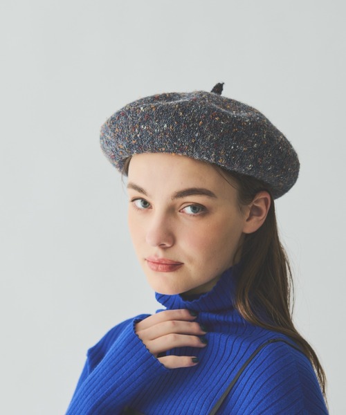MERLOT(メルロー)の「ウール混ネップベレー帽(ハンチング/ベレー帽・レディース・ナチュラル/ネイビー・FREE)」の14枚目の写真