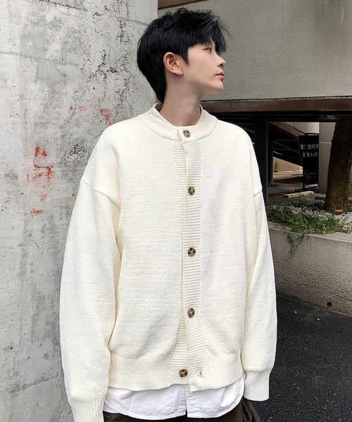 neos（ネオス）の「【neos -addictive design-】ルーズシルエット ノーカラー モール ニット カーディガン（カーディガン/ボレロ・メンズ・グリーン/ホワイト/ブルー/ワインレッド/ブラック・X-LARGE/LARGE/MEDIUM）」の2枚目の写真