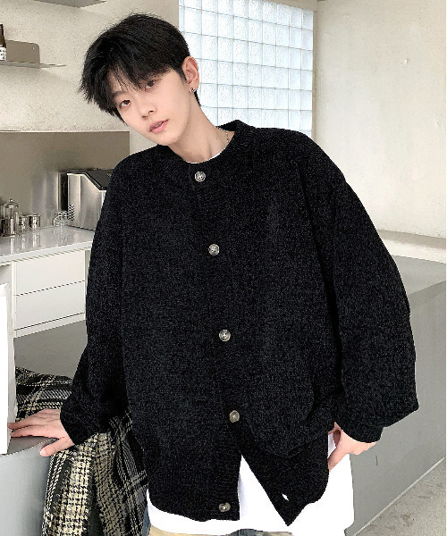 neos（ネオス）の「【neos -addictive design-】ルーズシルエット ノーカラー モール ニット カーディガン（カーディガン/ボレロ・メンズ・グリーン/ホワイト/ブルー/ワインレッド/ブラック・X-LARGE/LARGE/MEDIUM）」の3枚目の写真