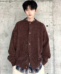 neos | 【neos -addictive design-】ルーズシルエット ノーカラー モール ニット カーディガン(カーディガン/ボレロ)