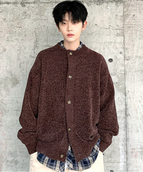 【セール】【neos -addictive design-】ルーズシルエット ノーカラー モール ニット カーディガン（カーディガン/ボレロ）｜neos（ネオス）