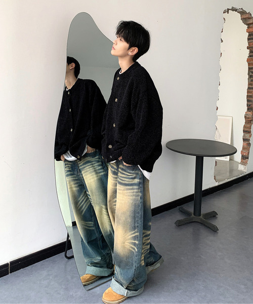 neos（ネオス）の「【neos -addictive design-】ルーズシルエット ノーカラー モール ニット カーディガン（カーディガン/ボレロ・メンズ・グリーン/ホワイト/ブルー/ワインレッド/ブラック・X-LARGE/LARGE/MEDIUM）」の7枚目の写真