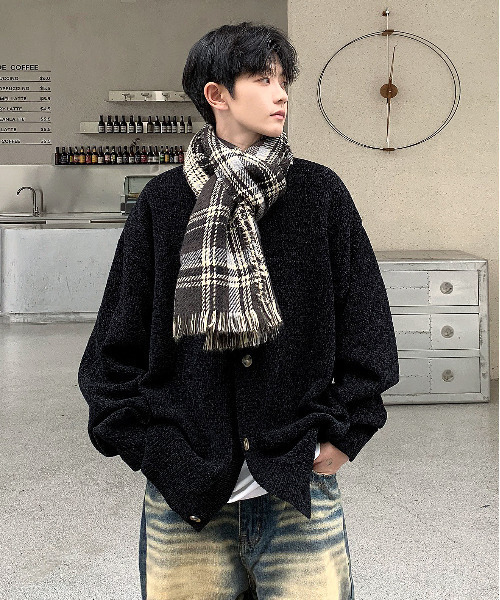 neos（ネオス）の「【neos -addictive design-】ルーズシルエット ノーカラー モール ニット カーディガン（カーディガン/ボレロ・メンズ・グリーン/ホワイト/ブルー/ワインレッド/ブラック・X-LARGE/LARGE/MEDIUM）」の8枚目の写真