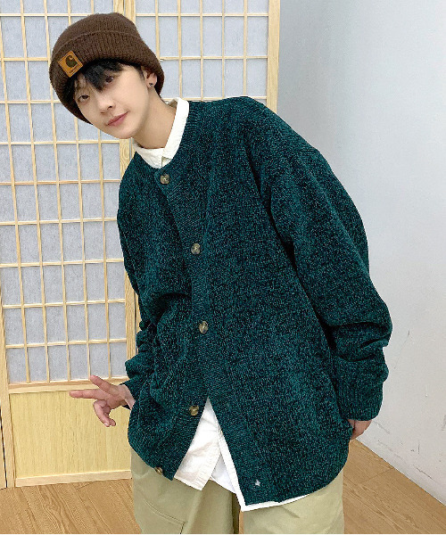 neos（ネオス）の「【neos -addictive design-】ルーズシルエット ノーカラー モール ニット カーディガン（カーディガン/ボレロ・メンズ・グリーン/ホワイト/ブルー/ワインレッド/ブラック・X-LARGE/LARGE/MEDIUM）」の11枚目の写真