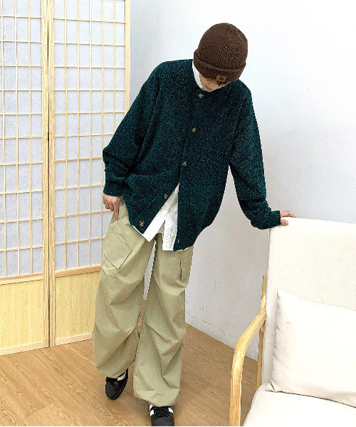 neos（ネオス）の「【neos -addictive design-】ルーズシルエット ノーカラー モール ニット カーディガン（カーディガン/ボレロ・メンズ・グリーン/ホワイト/ブルー/ワインレッド/ブラック・X-LARGE/LARGE/MEDIUM）」の15枚目の写真