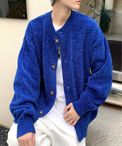 neos（ネオス）の「【neos -addictive design-】ルーズシルエット ノーカラー モール ニット カーディガン（カーディガン/ボレロ・メンズ・グリーン/ホワイト/ブルー/ワインレッド/ブラック・X-LARGE/LARGE/MEDIUM）」の16枚目の写真