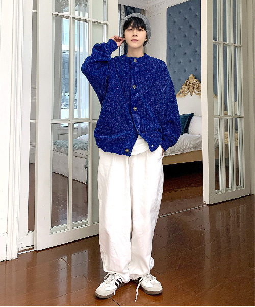 neos（ネオス）の「【neos -addictive design-】ルーズシルエット ノーカラー モール ニット カーディガン（カーディガン/ボレロ・メンズ・グリーン/ホワイト/ブルー/ワインレッド/ブラック・X-LARGE/LARGE/MEDIUM）」の17枚目の写真