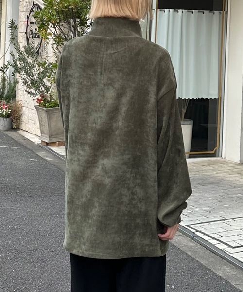 ストリートファッション nmtc + エヌエムティーシープラス oversized half zip top ハーフジップ オーバーサイズ スウェット ジャージ ビッグシルエット 長袖トップス ベロア ハイネックブルゾン