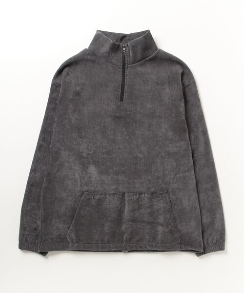 ストリートファッション nmtc + エヌエムティーシープラス oversized half zip top ハーフジップ オーバーサイズ スウェット ジャージ ビッグシルエット 長袖トップス ベロア ハイネックブルゾン