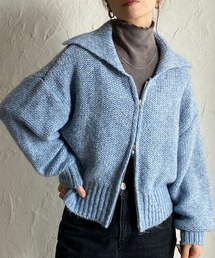 She's Closet（シーズクローゼット）の「ミックスカラーボリュームスリーブショート丈長袖ダブルジップアップニットカーディガン（カーディガン/ボレロ）」