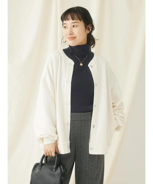 CRAFT STANDARD BOUTIQUE(クラフトスタンダードブティック)の「裏起毛リングドットカーディガン(カーディガン/ボレロ・レディース・ブラック/ブラウン/アイボリー・FREE)」の4枚目の写真