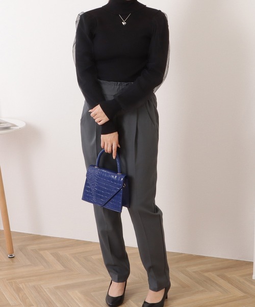 Lace Ladies（レースレディース）の「シフォンレイヤードハイネックリブニットプルオーバー（ニット/セーター・レディース・モカ/グレー/ホワイト/ブラック・FREE）」の11枚目の写真
