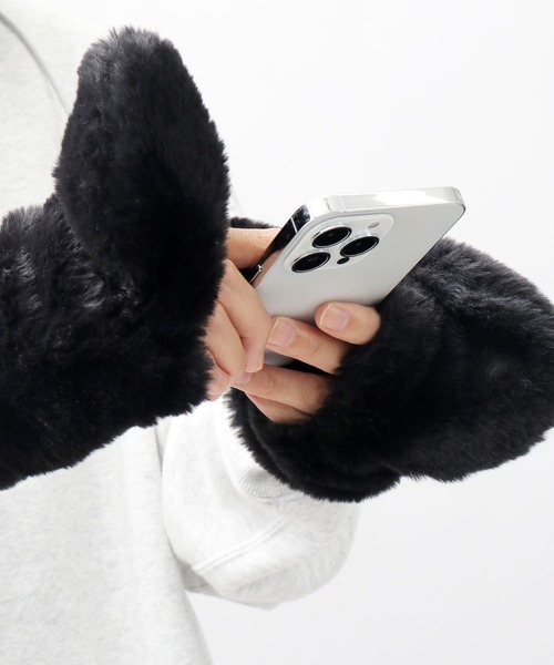 セール】ストラップ付 ファー 2WAY ミトングローブ（手袋）｜KANGOL