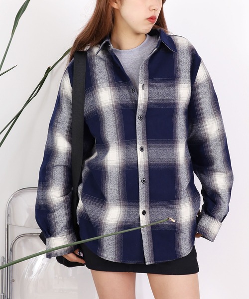 SHAKA WeAR(シャカウェア)の「shaka wear/シャカウェア FLANNEL SHIRT フランネルシャツ オンブレチェック(シャツ/ブラウス・メンズ・ネイビー系/ブラック系・XL/S/L/M)」の15枚目の写真