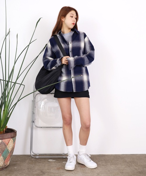 SHAKA WeAR(シャカウェア)の「shaka wear/シャカウェア FLANNEL SHIRT フランネルシャツ オンブレチェック(シャツ/ブラウス・メンズ・ネイビー系/ブラック系・XL/S/L/M)」の18枚目の写真