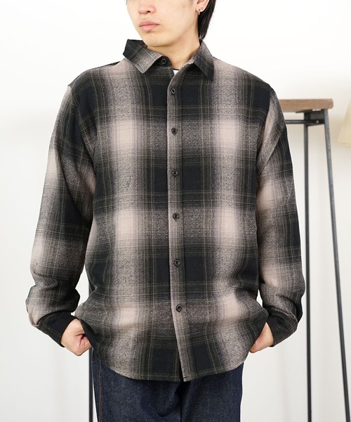SHAKA WeAR(シャカウェア)の「shaka wear/シャカウェア FLANNEL SHIRT フランネルシャツ オンブレチェック(シャツ/ブラウス・メンズ・ネイビー系/ブラック系・XL/S/L/M)」の10枚目の写真