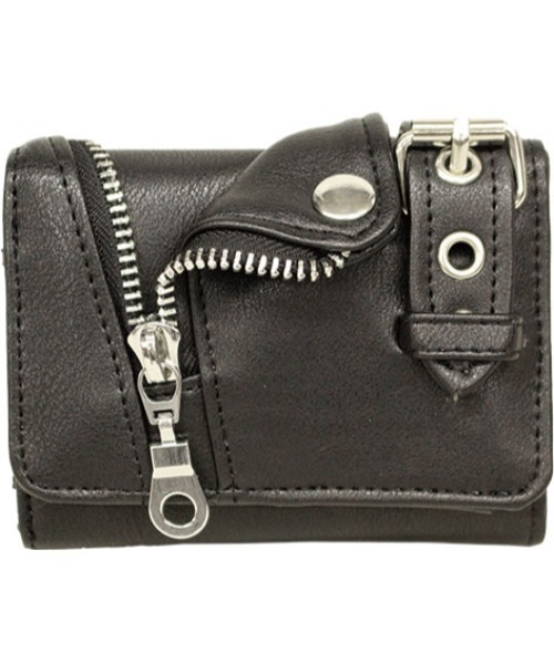 DEVICE（デバイス）の「ライダースジャケット デザイン ミニ財布 ミニウォレット（財布・メンズ・ブラック・FREE）」の2枚目の写真