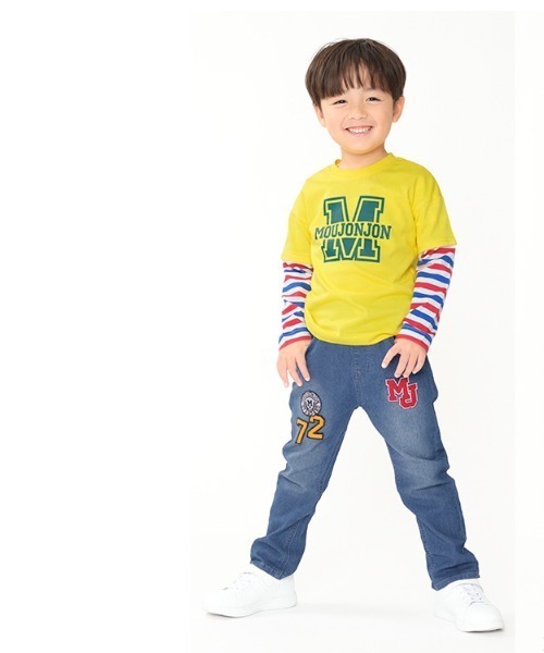 セール】ワッペン付きデニムパンツ（デニムパンツ）｜moujonjon