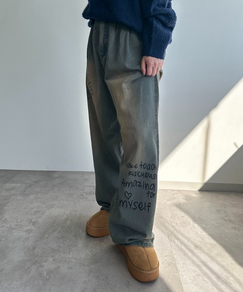 apres jour mignon（アプレジュールミニョン）の「【apres jour mignon SOIE】落書きオーバーダイデニム【ZOZOTOWN限定アイテム】（デニムパンツ・レディース・インディゴブルー/ブルー・MEDIUM/LARGE/X-LARGE/SMALL）」の5枚目の写真